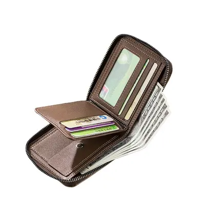CarrKen Men's Short Wallet with Zipper and Tri-Fold Card Holder - 5