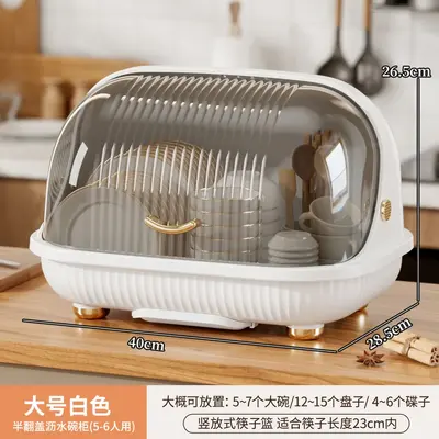 Kitchen dish rack with lid and drainer compartment for storage - 9
