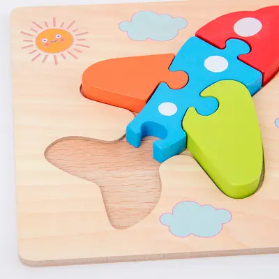 Ahşap 3D Yapboz Blok Seti, 2-5 Yaş Bebek ve Küçük Çocuk Eğitici Oyuncak - 4