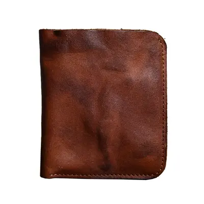 Handgefertigte Herrenbrieftasche, kurz, Hochformat, Leder - 6
