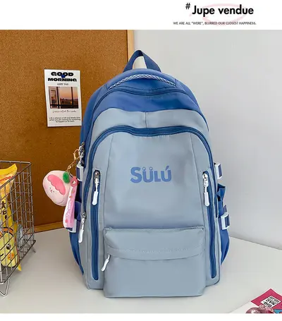 Women's Backpack, Large Capacity, Lightweight, Color-Block Design for Students - 9