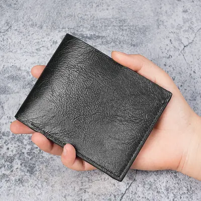 Short Men's Leather Wallet, Multifunctional Card Holder, Bifold Coin Compartment - 7