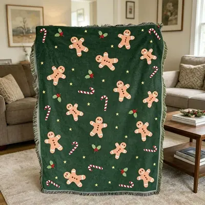 Retro Noel Patchwork Püsküllü Duvar Halısı ve Kanepe Battaniyesi - 9
