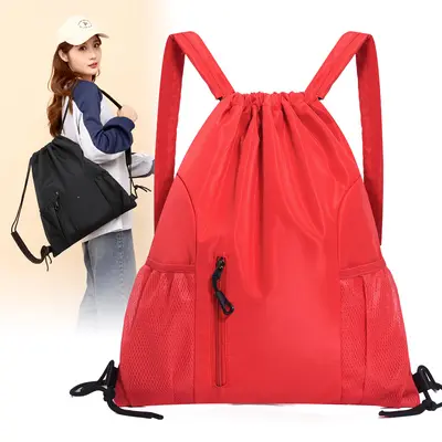 Oxford Fabric Drawstring Backpack, Large Capacity Solid Colour - 3