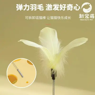 新款猫玩具羽毛铃铛逗猫棒自动游乐盘解闷逗猫球宠物玩具用品批发 - 3