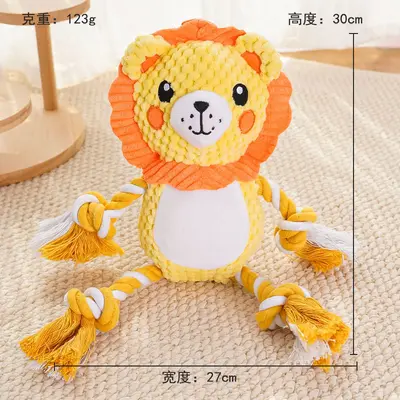 Squeaky Dog and Cat Plush Toy, Durable Chew-Resistant, Lion Design - 7