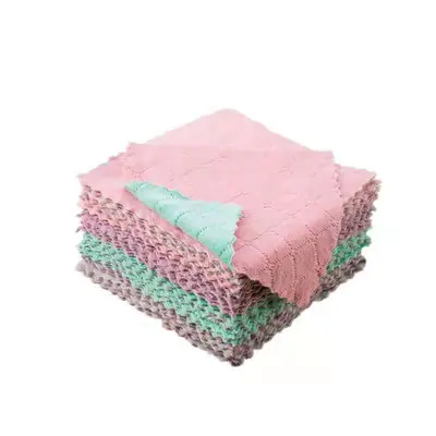 Double-sided two-color coral velvet cleaning cloth dishwashing cloth household cloth cleaning cloth scrubbing pad home store cloth
