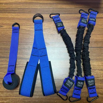 Ev tipi fitness direnç bandı seti, kulplu, kapı çapası, triceps halatı - 7