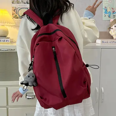 Korean Style Minimalist High School and College Backpack - 4