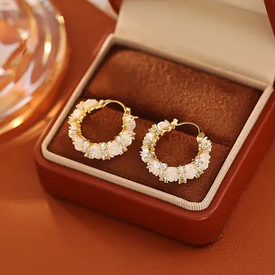 Rose Cubic Zirconia Earrings, Elegant