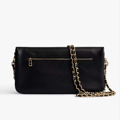 Women's Crossbody Bag, Black PU, Retro Single Shoulder Envelope Bag - 2