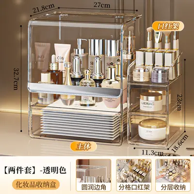 Kosmetik Aufbewahrungsbox Schreibtisch Staubschutz Frisiertisch Hautpflege Lippenstift Regal transparente Aufbewahrungsbox Acryl - 8