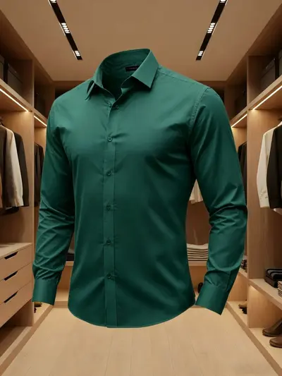 Men's Four-Way Stretch Non-Iron Long-Sleeve Dress Shirt, Solid Color