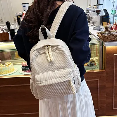 Lightweight Solid Color Large Capacity Student Backpack - 4