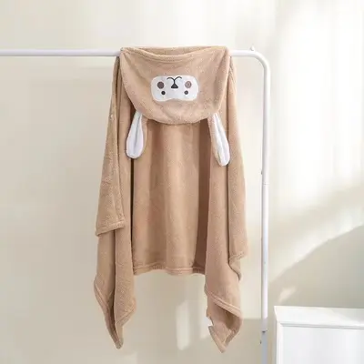 Çocuk banyo havlusu tip A bebek kapüşonlu giyilebilir bornoz mercan kadife karikatür bebek yüzme banyo pelerini toptan - 10
