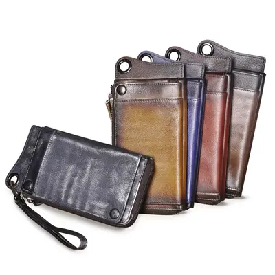 Herrenbrieftasche aus Baumrindenleder lang mit Reißverschluss - 5