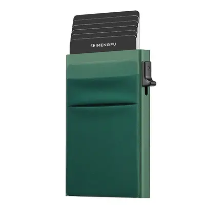 Sınır ötesi yan itmeli otomatik kart çıkarmalı alüminyum alaşımlı erkek cüzdanı RFID anti-manyetik ince kredi kartı tutucu cüzdan S124 - 12