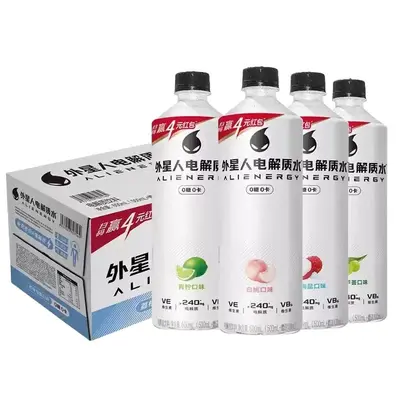 Alien Electrolyte Water 600ml x 15 Bottles Full Case Lime Grapefruit White Peach Lychee Grape Sports Hydration Drink - 6