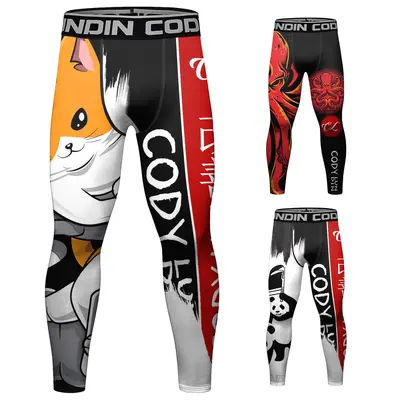 Erkek spor pantolonu, 3D baskılı, sıkıştırmalı, hızlı kuruyan kumaş