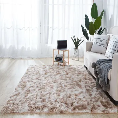 İpek-Yün Karışımlı Batik Desenli Yıkanabilir Halı, Oturma ve Yatak Odası - 9