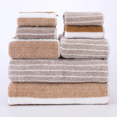 Sınır ötesi mercan kadife geniş şerit 8 parçalı havlu ve banyo havlusu kombinasyonu kare havlu havlu seti mercan kadife havlu dropshipping - 9