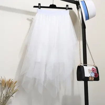 Women's High-Waisted Knit Irregular Fairy Skirt, Spring Style