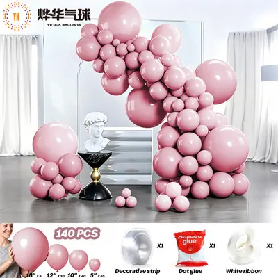 Birthday Party Backdrop Cloth with Balloon Chain Set and Ribbon - 9