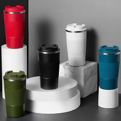 Cross-border 304 Stainless Steel Leather-Cover Coffee Cup Car Business Silicone Sleeve Gift Cup Insulated Cup