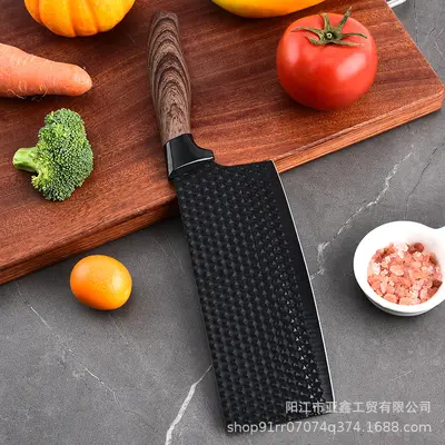 跨境刀具套装肥仔柄木纹披覆六件套厨房套刀带瓜刨彩盒装现货批发