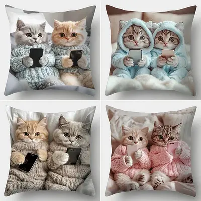 TEMU Hot-Selling Cat Plush Pillow Cover Cute Adorable Animal Cushion Bedroom Home Sofa Decorative Throw Pillow Cover Wholesale - 3