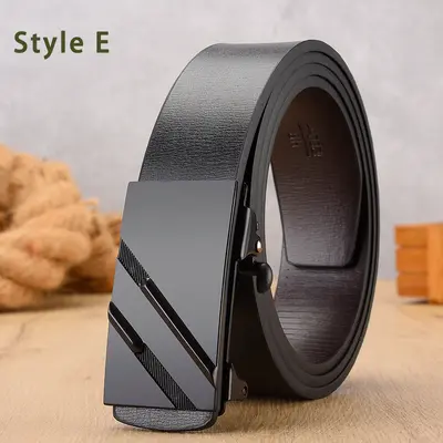 Men's classic automatic buckle belt PU leather belt smooth buckle work belt wholesale men's belt new style - 11