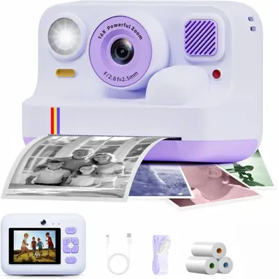 Polaroid tarzı anlık baskı dijital fotoğraf makinesi, HD, Bluetooth, çift kamera, çocuklar - 10