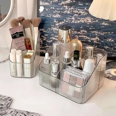 Transparent cosmetics storage box, multi-compartment, large capacity - 5
