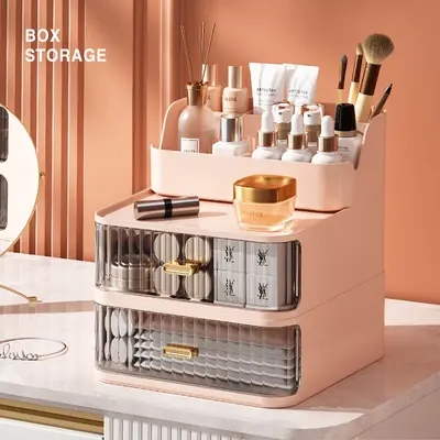 Luxury cosmetic storage box with drawers, dustproof