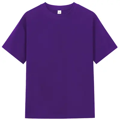 Sommer-T-Shirt aus 50er Baumwolle, Rundhals, Lila, locker