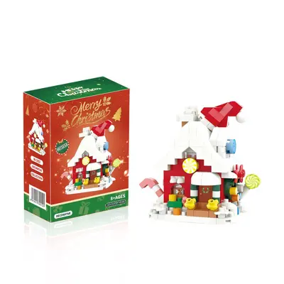 Çocuklar için Noel temalı mikro yapı taşı seti, Noel Baba, kardan adam ve ağaç ev - 8