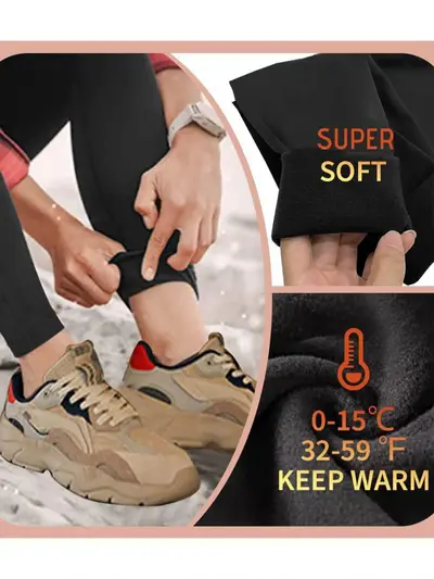 Kadın Polar Astarlı Yüksek Bel Tayt, Kış, Cepli, Spor Yoga Pantolonu - 5
