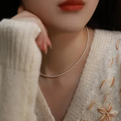 Pearl necklace, women's, double layer, clavicle, delicate chain - 13