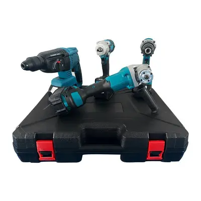 Lithium-Batterie-Elektrowerkzeug-Satz mit Bohrmaschine, Winkelschleifer und Hammer