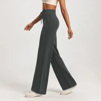 Athena Lulu Sand Wash Air Layer свободные прямые женские спортивные штаны для йоги из модала с высокой посадкой телесного цвета