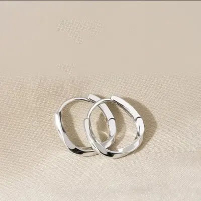 S999 sterling silver Möbius loop ear hoops - 2