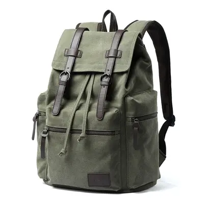 Men's Canvas Backpack, Simple Large Capacity, Laptop Compartment Travel Bag - 8