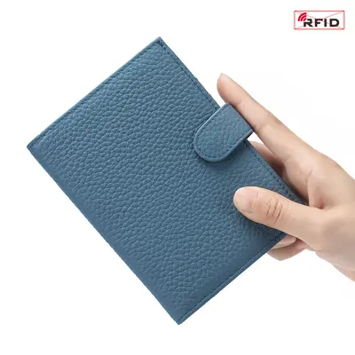 Pasaport çantası gerçek deri ultra ince RFID cüzdan