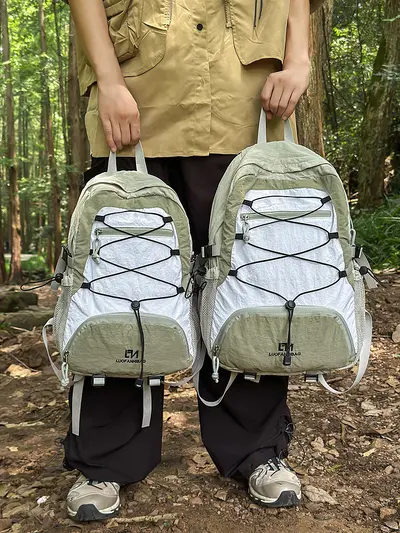 Large-Capacity Color-Block Backpack for Hiking and School - 3