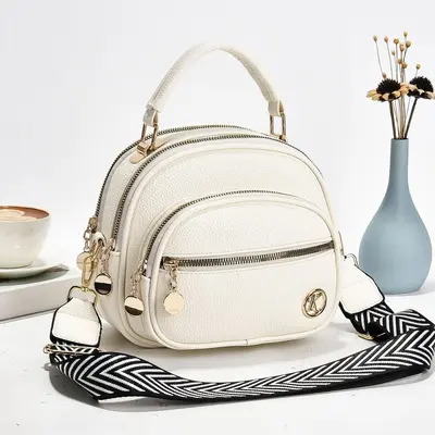 Women's Small Round Crossbody Bag, Multi-Layer Phone Bag