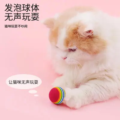 Regenbogen-Katzenspielball 3,5 cm, elastischer Schaumstoff - 5