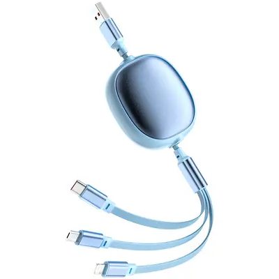 Shunwangshun 3-in-1 Charging Cable Fast Charging Data Cable 1-to-3 Car Charger 120W Retractable Multifunctional Triple Head Customizable - 6