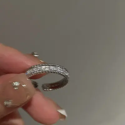 Women's ring, minimalist zircon metal, open design, index finger - 9