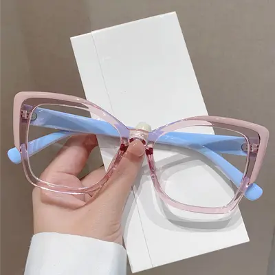 Cat-Eye Anti-Blue Light Glasses, Retro Style, Contrast Color