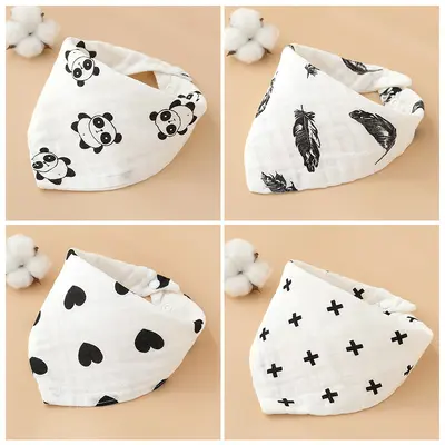 Baby triangle bib, 4-layer cotton, printed
